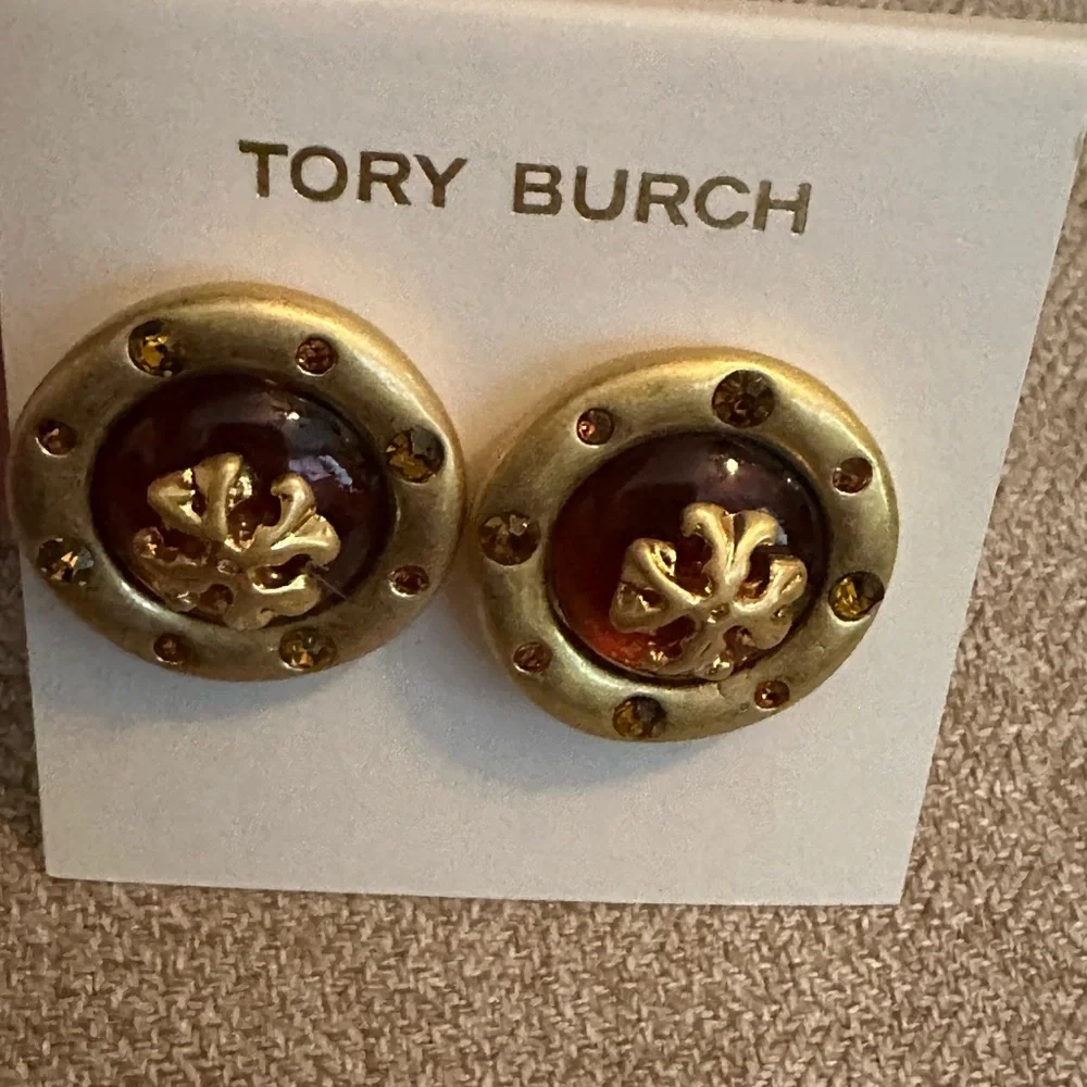 Tory Burch‎ Gold and Red Stud Earrings